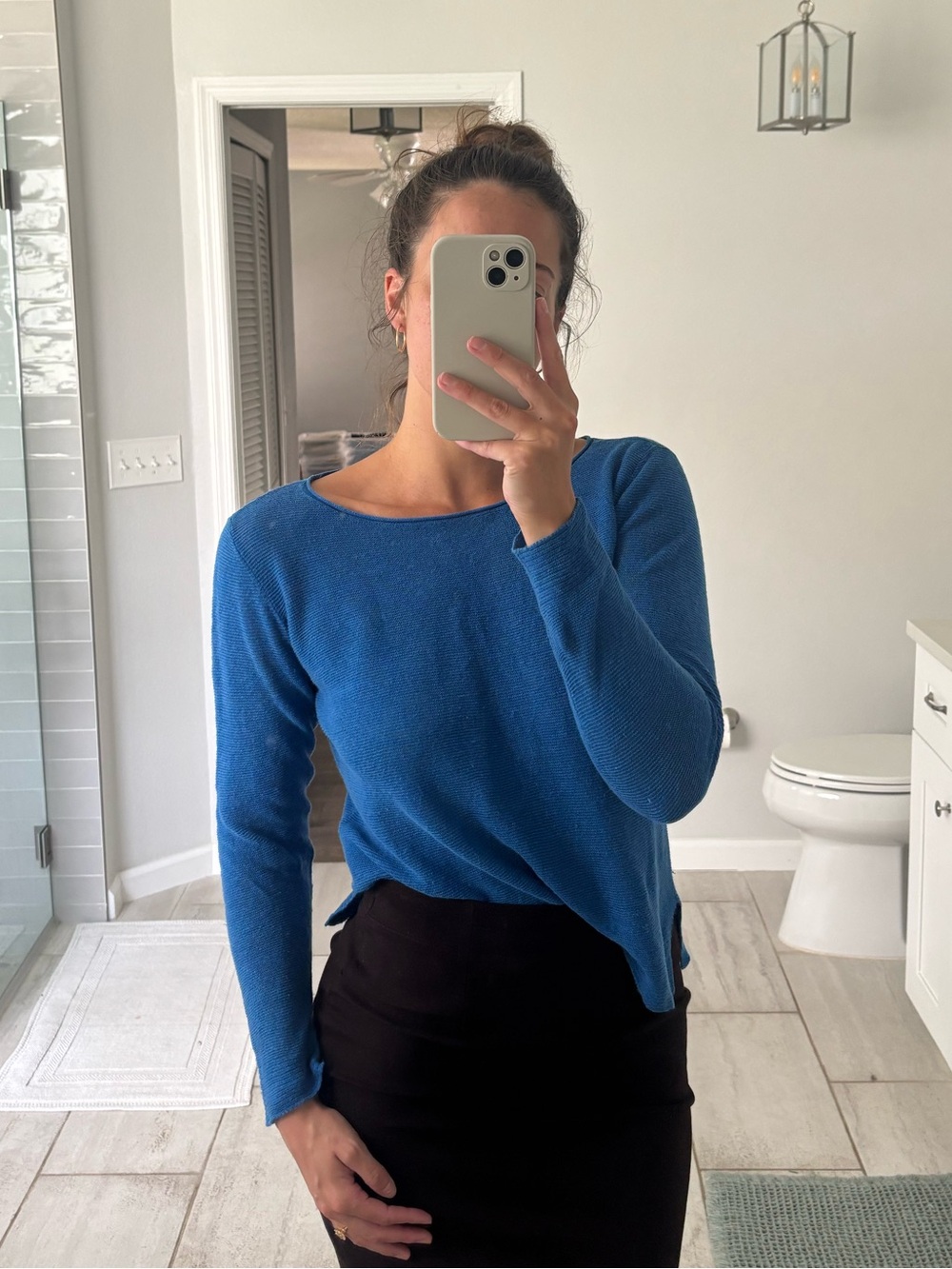 Eileen Fisher Royal Blue Knit Crewneck Sweater